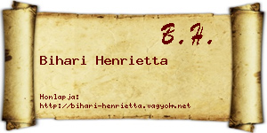 Bihari Henrietta névjegykártya
